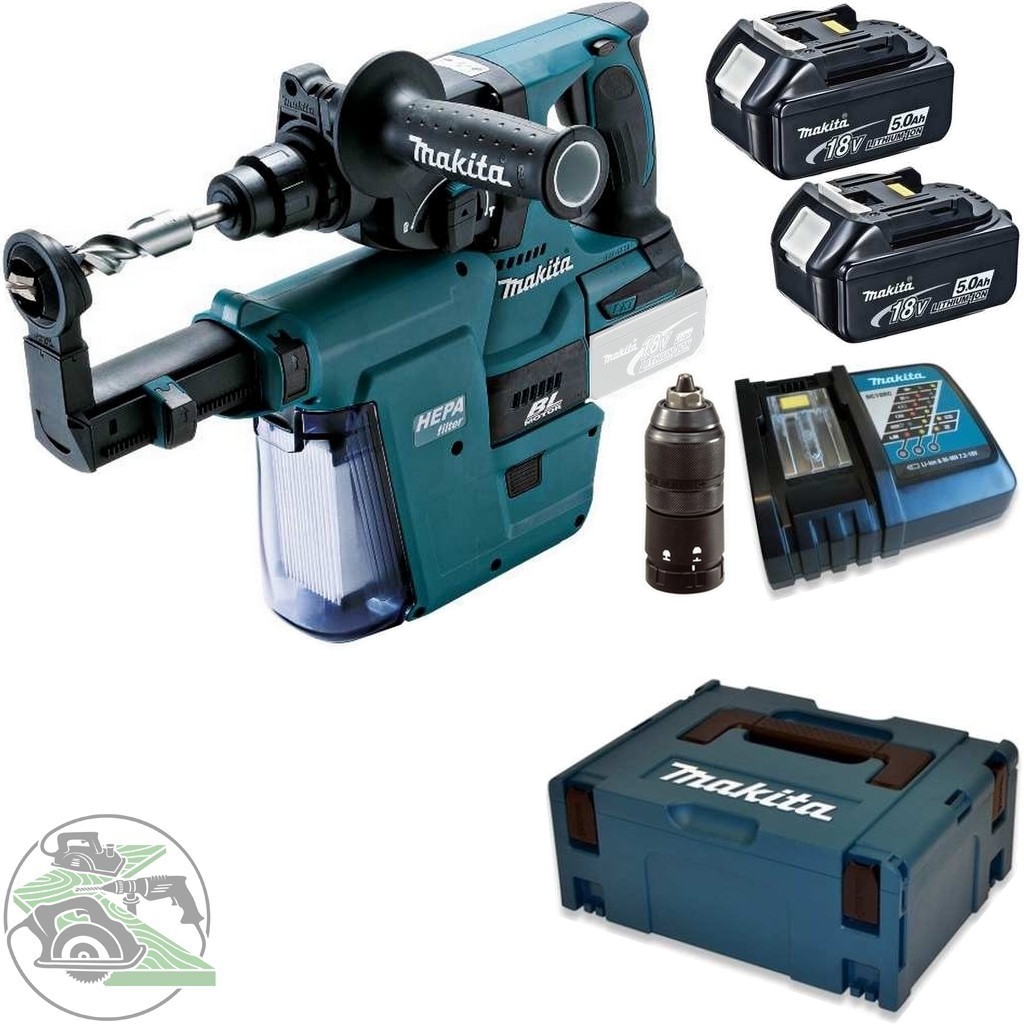 Makita AkkuKombihammer DHR243RTJV 18V 5,0 Ah Absaugung DX02 MAKPAC 4 Bohrhammer von MAKITA bei